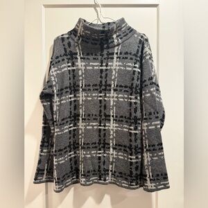 Hannah Rose Grey and Black Turtleneck Sweater Merino Wool & Cashmere Size M